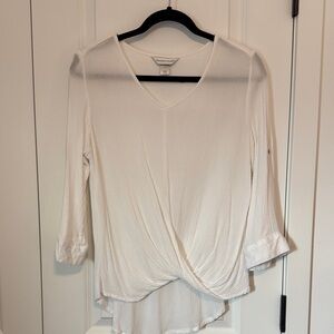 Christopher & Banks White V-Neck Blouse
